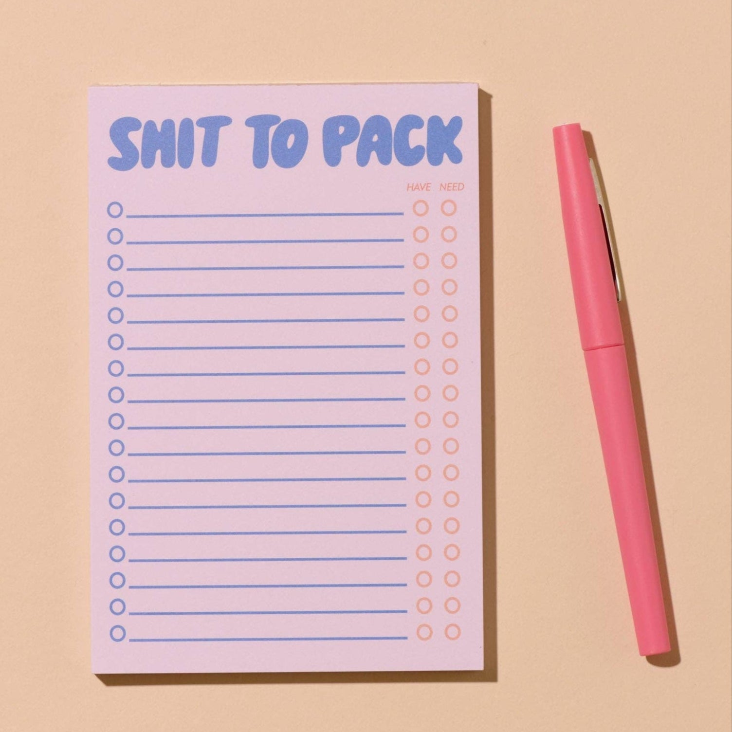 Shit To Pack Notepad