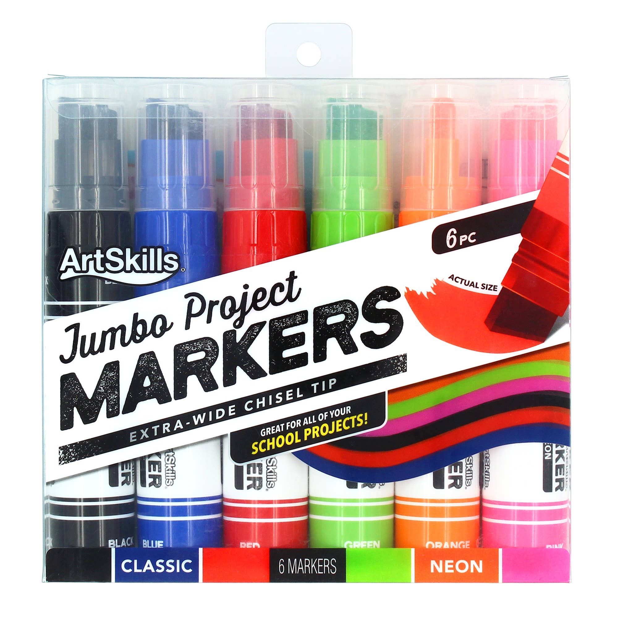 Jumbo Chisel Tip Markers, Set of 6